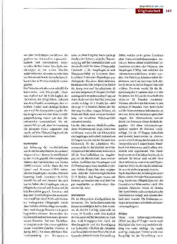Vorschauseite 3: Individualisierte Schulung und Beratung auf der Intensivpflegestation bei Patienten mit akutem Koronarsyndrom: Ein Pilotprojekt zur Forschungsanwendung