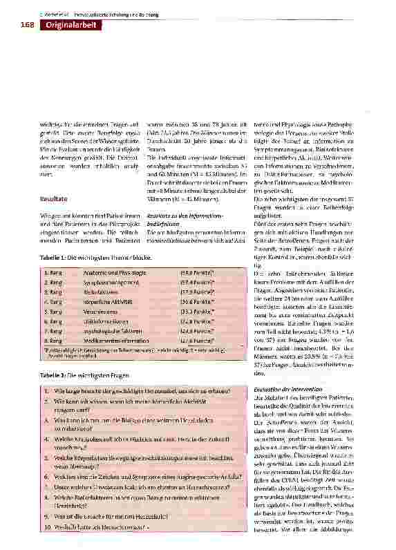 Vorschauseite 4: Individualisierte Schulung und Beratung auf der Intensivpflegestation bei Patienten mit akutem Koronarsyndrom: Ein Pilotprojekt zur Forschungsanwendung