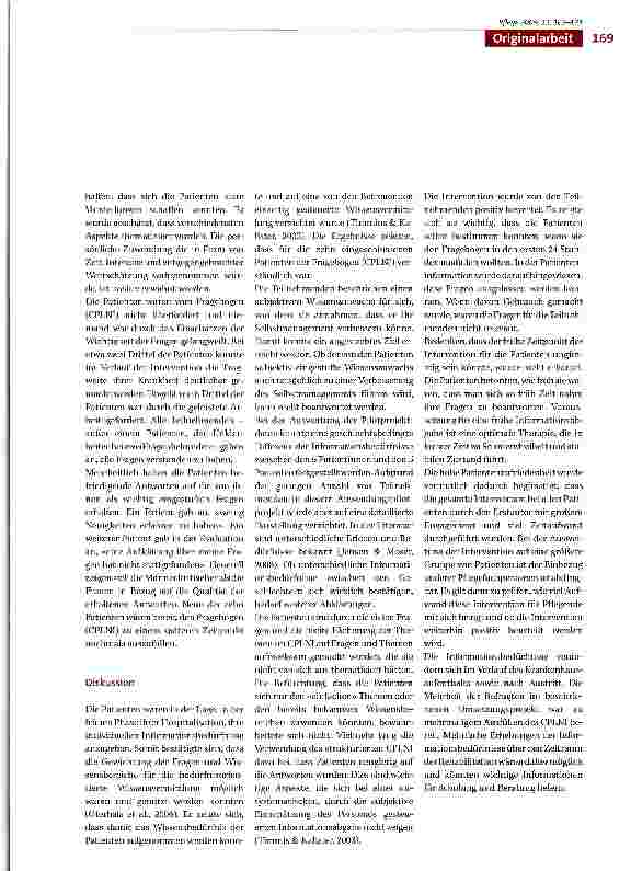 Vorschauseite 5: Individualisierte Schulung und Beratung auf der Intensivpflegestation bei Patienten mit akutem Koronarsyndrom: Ein Pilotprojekt zur Forschungsanwendung