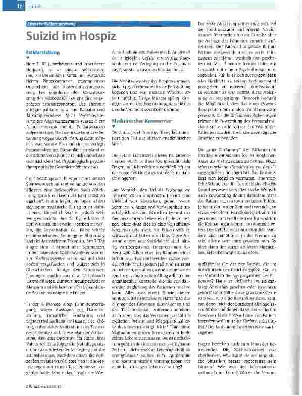 Vorschauseite 1: Suizid im Hospiz