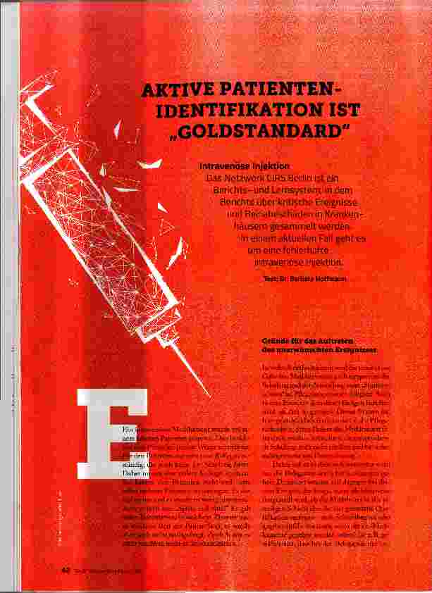 Vorschauseite 1: AKTIVE PATIENTEN-IDENTIFIKATION IST GOLDSTANDARD