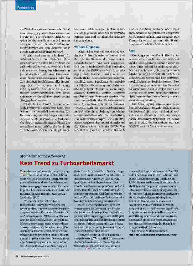 Vorschauseite 3: Fachkräfte für Arbeitssicherheit Fachkundige Unterstützer des Unternehmers