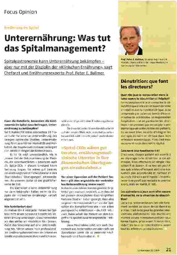 Vorschauseite 1: Unterernährung: Was tut das Spitalmanagement?
