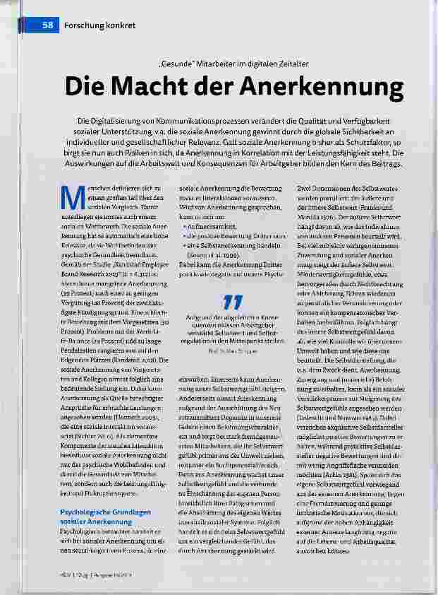 Vorschauseite 1: Die Macht der Anerkennung