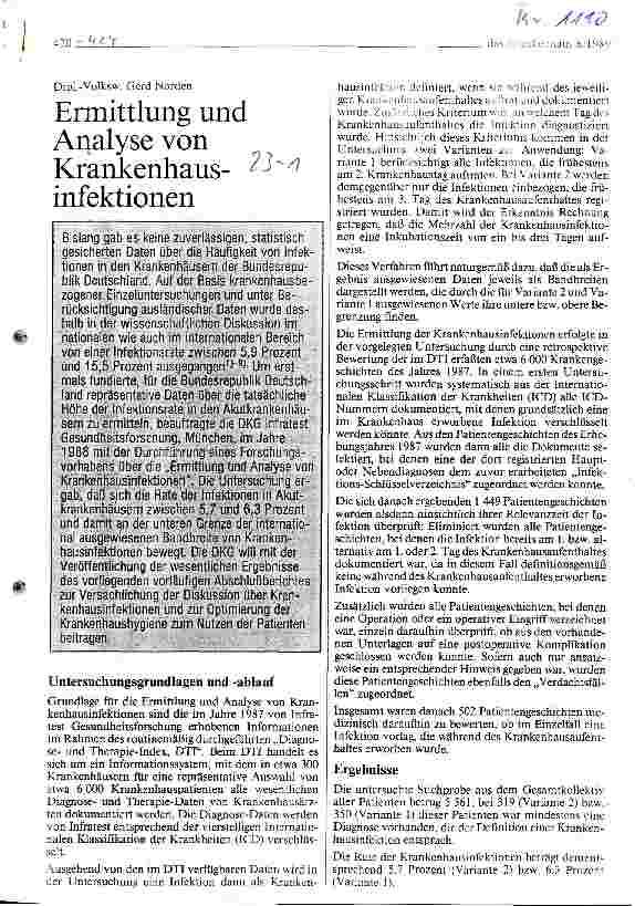 Vorschauseite 1: Ermittlung und Analyse von Krankenhausinfektionen