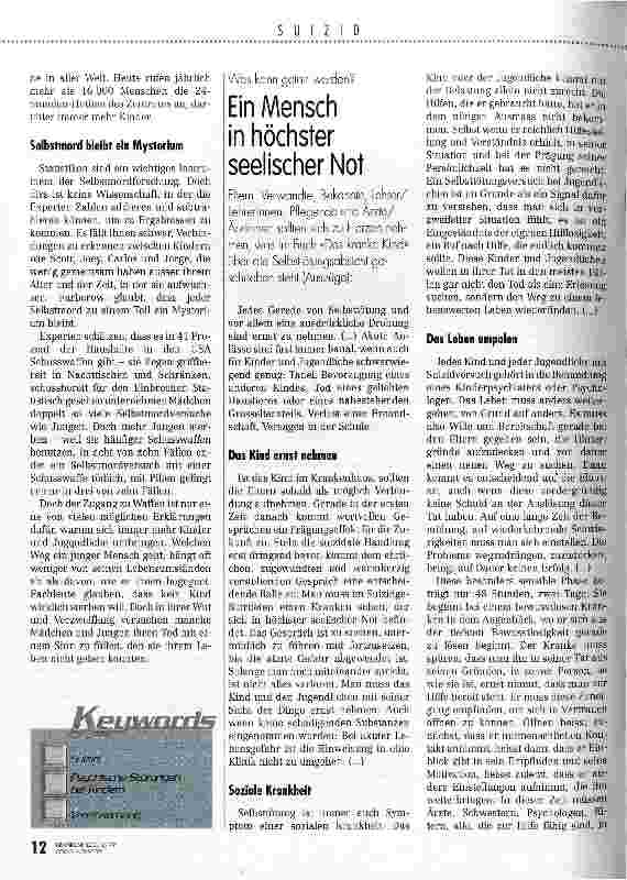 Vorschauseite 5: Selbsttötung bei Kindern Kein Kind will wirklich sterben