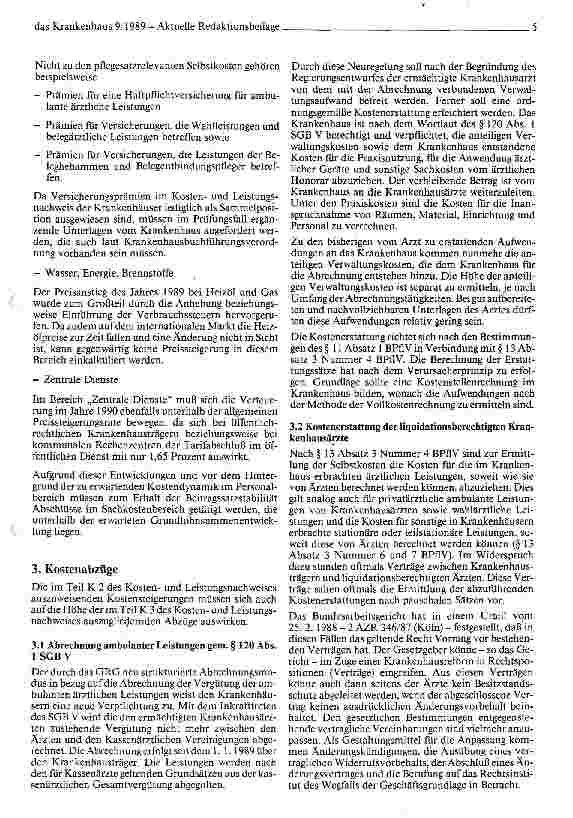 Vorschauseite 5: GKV-Empfehlungen zu den Pflegesatz-/Budgetverhandlungen 1990