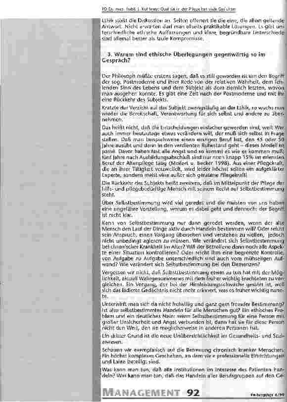 Vorschauseite 3: Ethik und Qualität in der Pflege Was vermag Ethik und wo liegen ihre Grenzen?