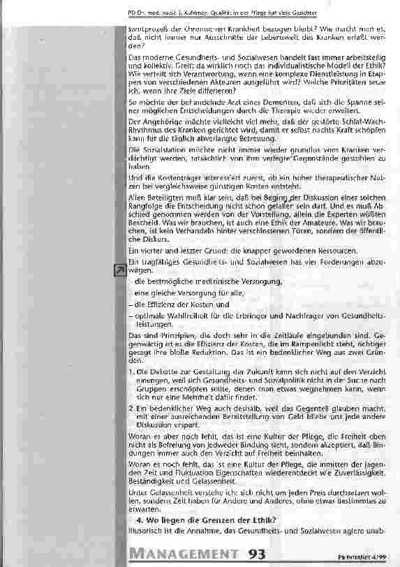 Vorschauseite 4: Ethik und Qualität in der Pflege Was vermag Ethik und wo liegen ihre Grenzen?