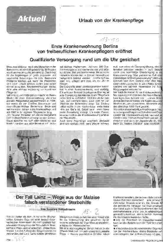 Vorschauseite 1: Erste Krankenwohnung Berlins von freiberuflichen Krankenpflegern eröffnet - Qualifizierte Versorgung rund um die Uhr gesichert