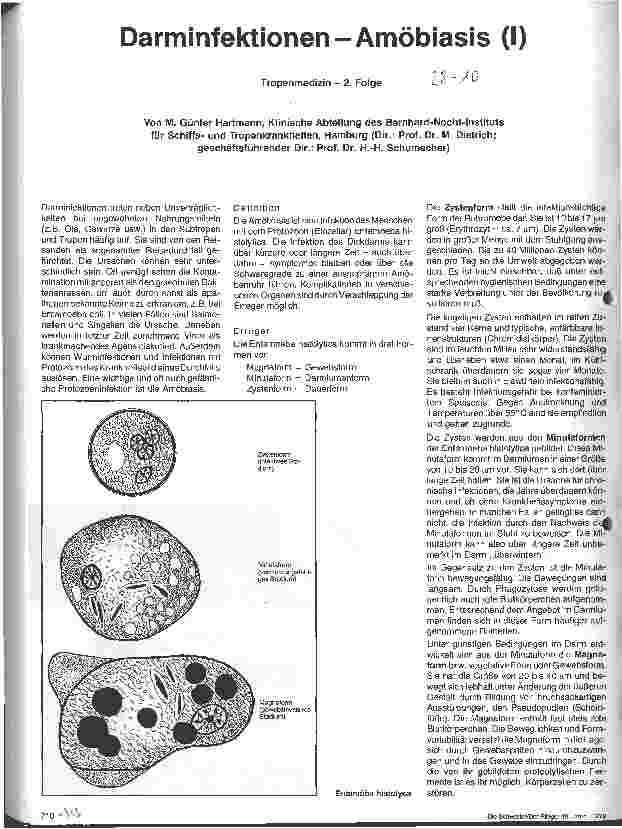 Vorschauseite 1: Darminfektionen - Amöbiasis (I) Tropenmedizin 2. Folge