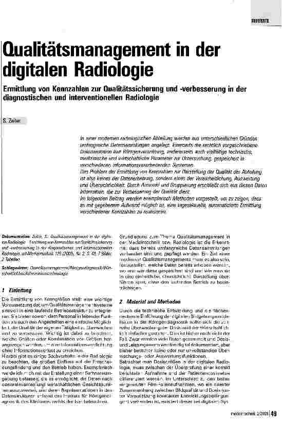 Vorschauseite 1: Qualitätsmanagement in der digitalen Radiologie