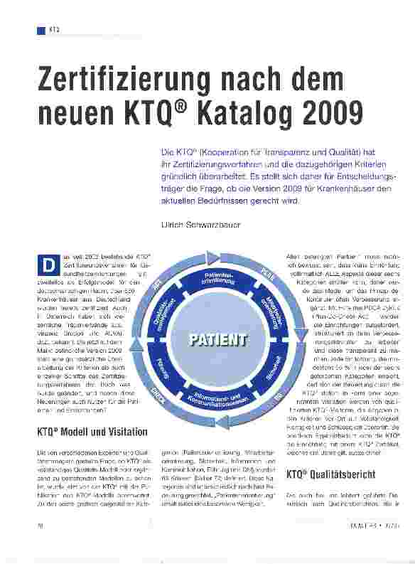 Vorschauseite 1: Zertifizierung nach dem neuen KTQ® Katalog 2009