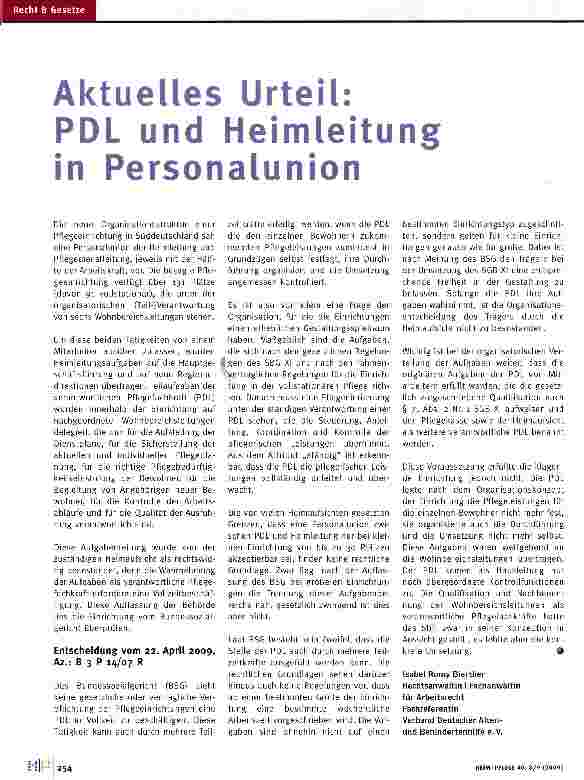 Vorschauseite 1: Aktuelles Urteil: PDL und Heimleitung in Personalunion