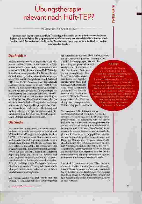 Vorschauseite 1: Ubungstherapie: relevant nach Hüft-TEP?