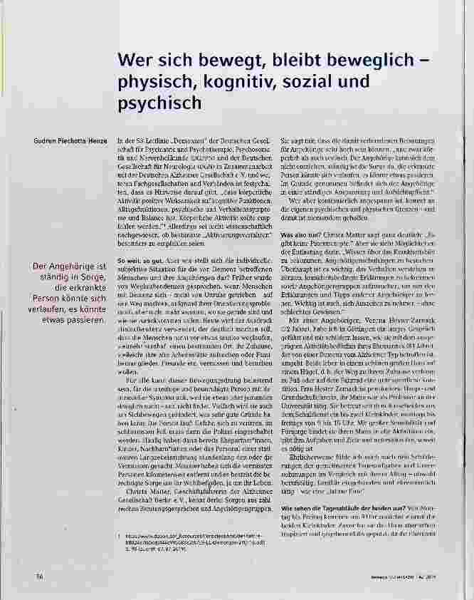 Vorschauseite 1: Wer sich bewegt, bleibt beweglich physisch, kognitiv, sozial und psychisch