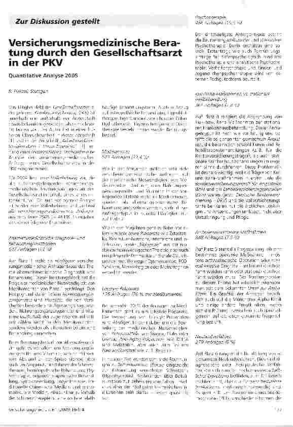 Vorschauseite 1: Versicherungsmedizinische Beratung durch den Gesellschaftsarzt in der PKV