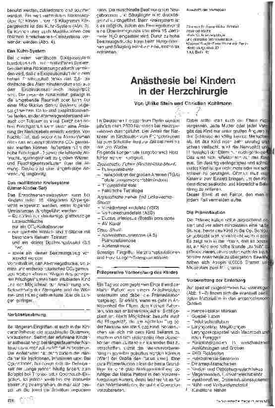 Vorschauseite 1: Anästhesie bei Kindern in der Herzchirurgie