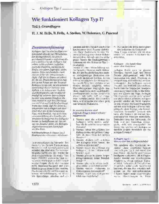 Vorschauseite 1: Wie funktioniert Kollagen Typ I?Teil I: Grundlagen