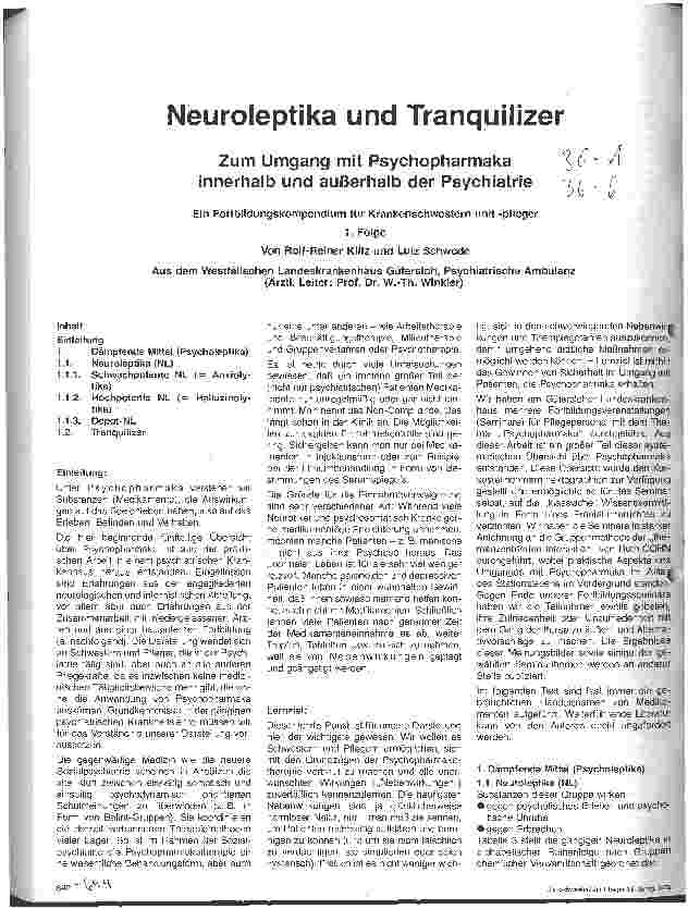 Vorschauseite 1: Neuroleptika und Tranquilizer: Zum Umgang mit Psychopharmaka innerhalb und außerhalb der Psychiatrie