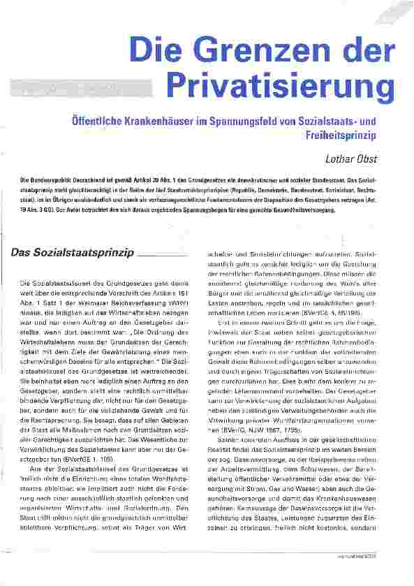 Vorschauseite 1: Die Grenzen der Privatisierung