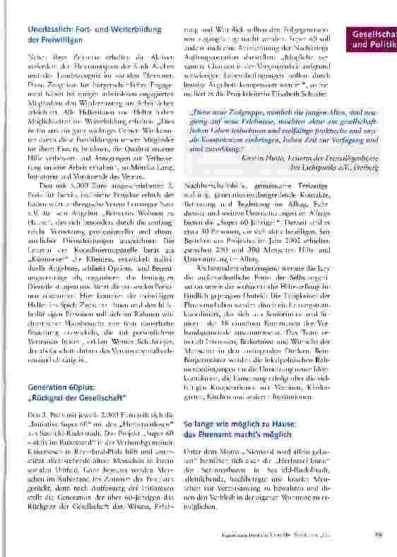 Vorschauseite 2: Acht herausragende Projekte gewinnen im Wettbewerb der Stiftung Pro Alter