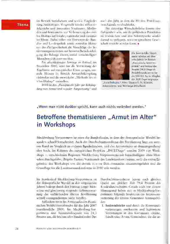Vorschauseite 1: Betroffene thematisieren „Armut im Alter in Workshops