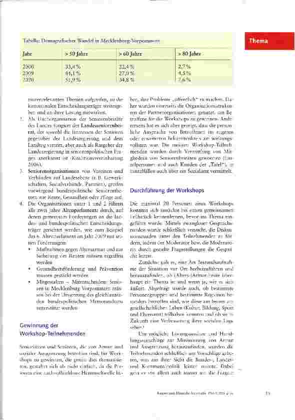 Vorschauseite 2: Betroffene thematisieren „Armut im Alter in Workshops
