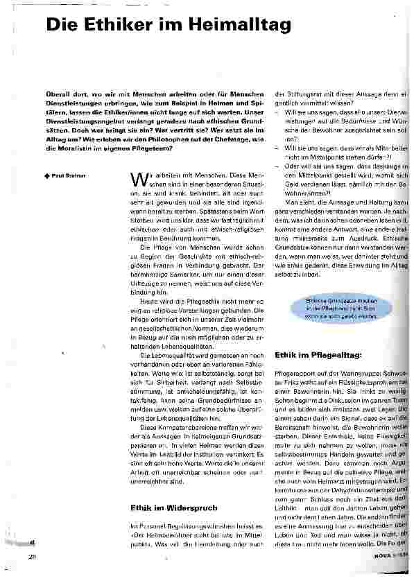 Vorschauseite 1: Die Ethiker im Heimalltag