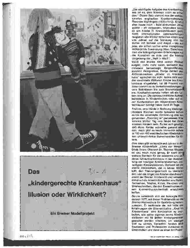 Vorschauseite 1: Das kindergerechte Krankenhaus Illusion oder Wirklichkeit Ein Bremer Modellprojekt
