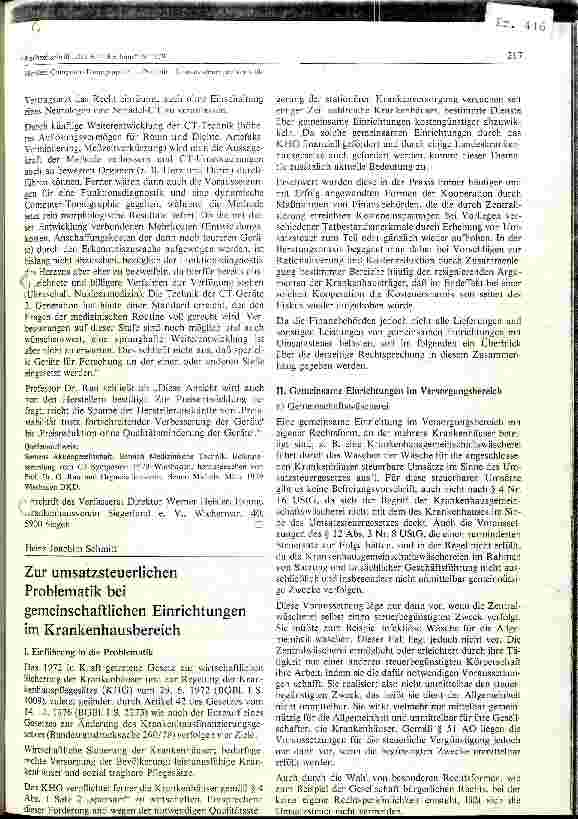 Vorschauseite 1: Zur umsatzsteuerlichen Problematik bei gemeinschaftlichen Einrichtungen im Krankenhausbereich