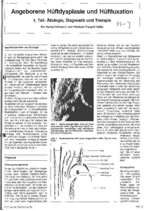 Vorschauseite 1: Angeborene Hüftdysplasie und Hüftluxation 1. Teil: Ätiologie, Diagnostik und Therapie