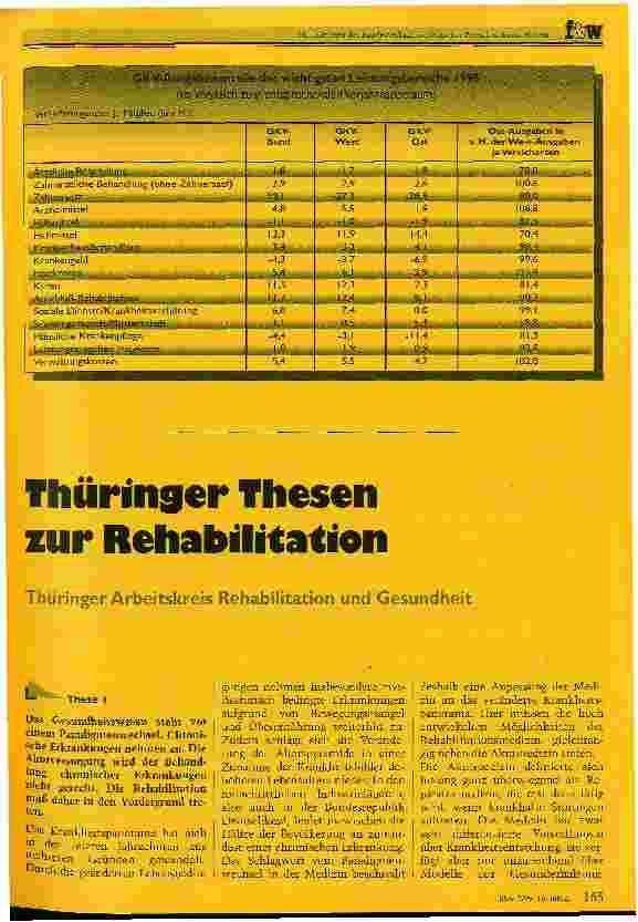 Vorschauseite 1: Thüringer Thesen zur Rehabilitation Thüringer Arbeitskreis Rehabilitation und Gesundheit