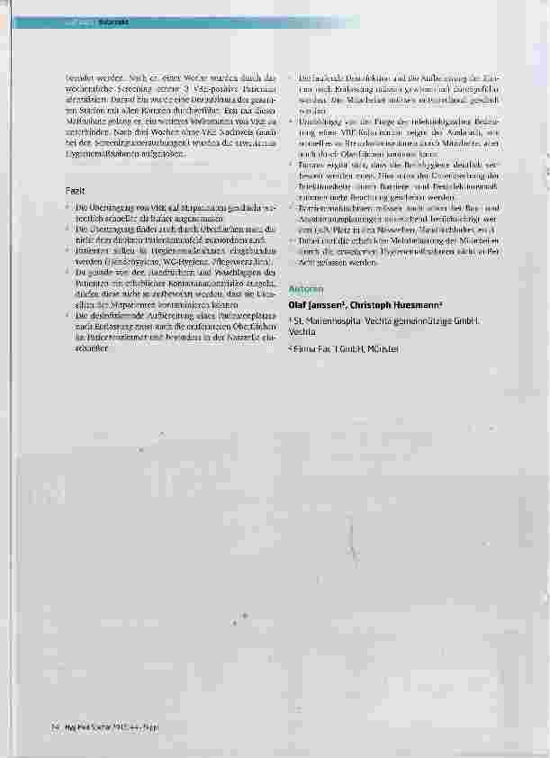 Vorschauseite 2: VRE-Ausbruch und daraus resultierende Konsequenzen für die Hygieneroutine
