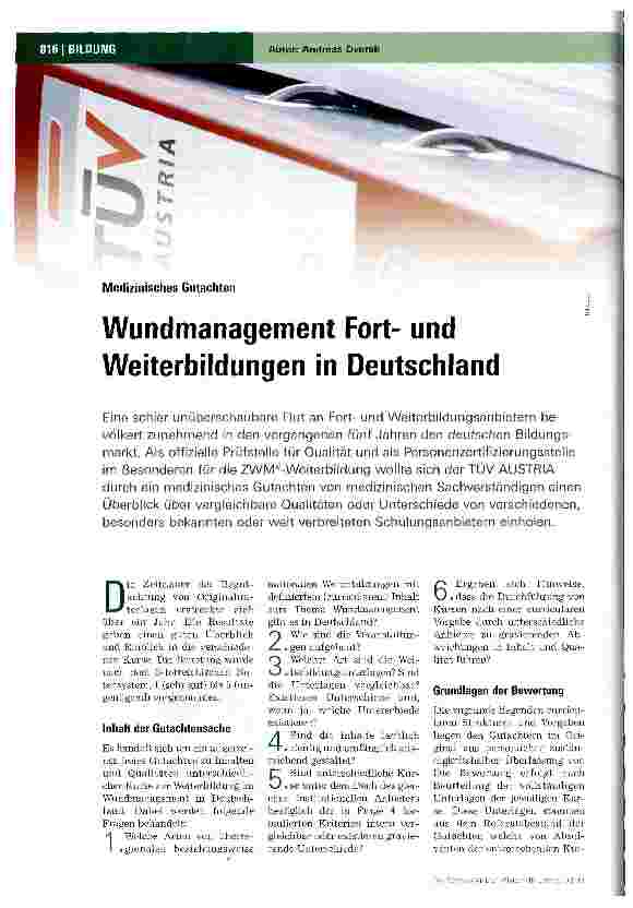 Vorschauseite 1: Wundmanagement Fortund Weiterbildungen in Deutschland