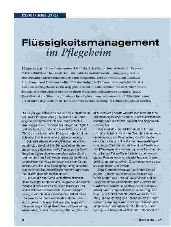 Vorschauseite 1: Flüssigkeitsmanagement im Pflegeheim
