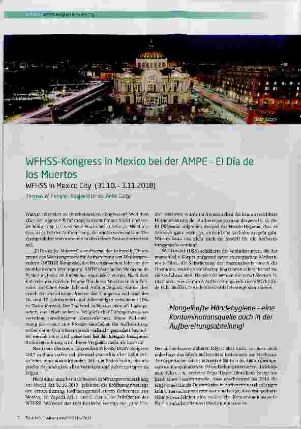Vorschauseite 1: WFHSS-Kongress in Mexico bei der AMPE- El Dia de los Muertos