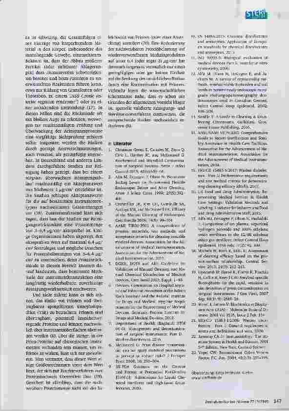 Vorschauseite 6: Proteinrückstände auf wiederverwendbaren Medizinprodukten und ihre Auswirkungen auf die Patientensicherheit
