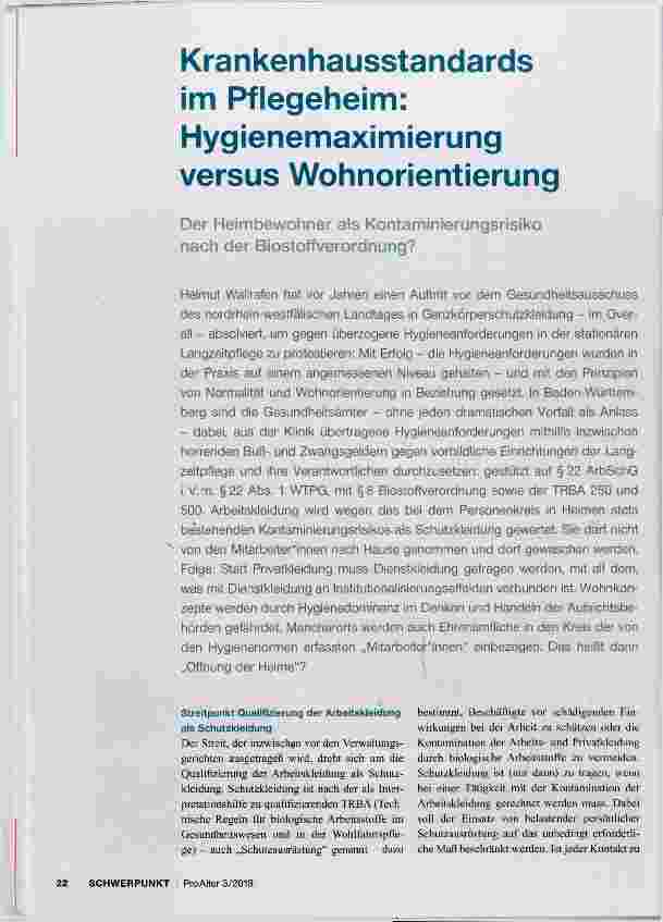 Vorschauseite 1: Krankenhausstandards im Pflegeheim: Hygienemaximierung versus Wohnorientierung