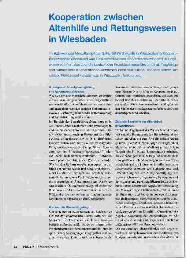 Vorschauseite 1: Kooperation zwischen Altenhilfe und Rettungswesen in Wiesbaden
