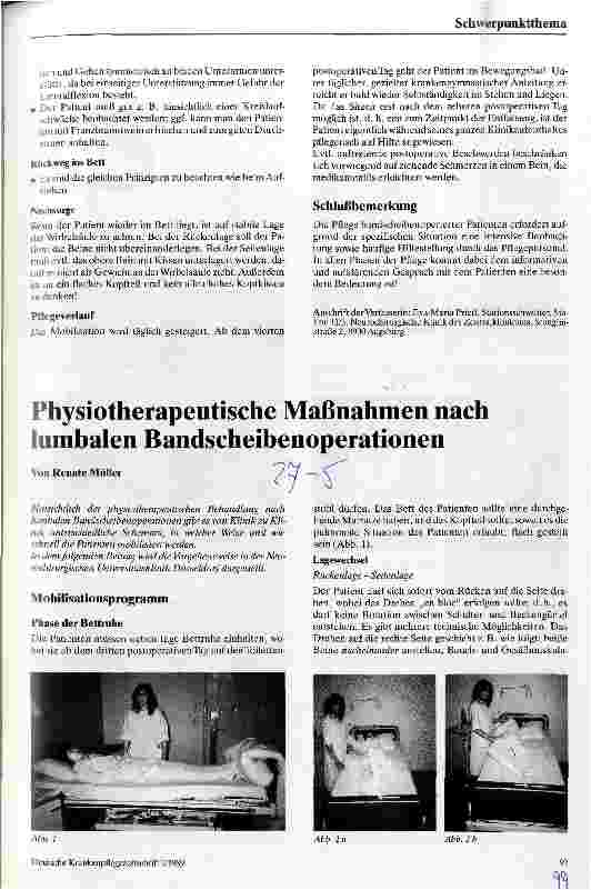 Vorschauseite 1: Physiotherapeutische Maßnahmen nach lumbalen Bandscheibenoperationen