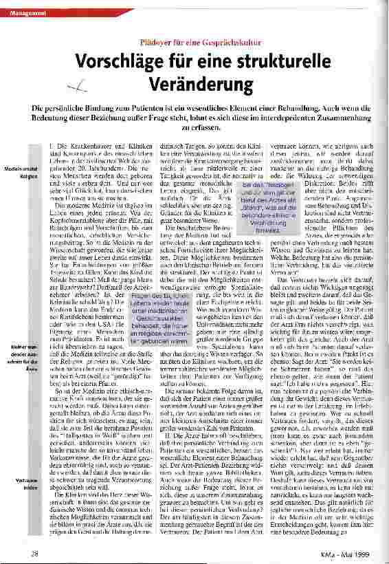 Vorschauseite 1: Vorschläge für eine strukturelle Veränderung