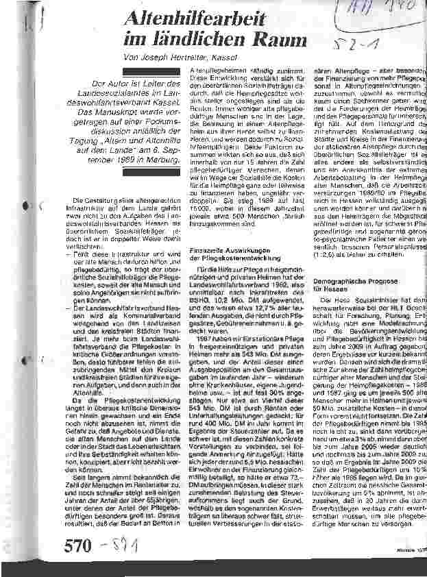 Vorschauseite 1: Altenhilfearbeit im ländlichen Raum
