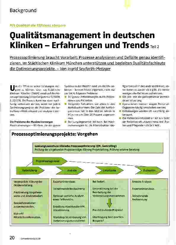 Vorschauseite 1: Qualitätsmanagement in deutschen Kliniken - Erfahrungen und Trends