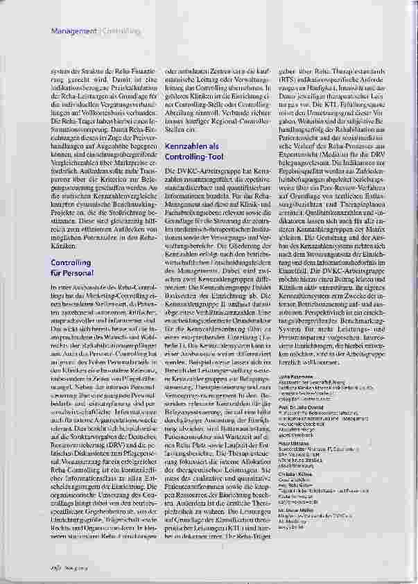 Vorschauseite 3: Reha-Controlling Steuerung und Benchnnarking