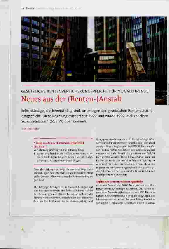 Vorschauseite 1: Neues aus der (Renten-)Anstalt