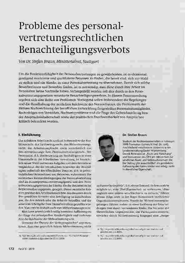 Vorschauseite 1: Probleme des personalvertretungsrechtlichen Benachteiligungsverbots