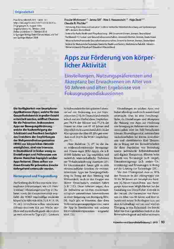 Vorschauseite 1: Apps zur Förderung von körperlicher Aktivität