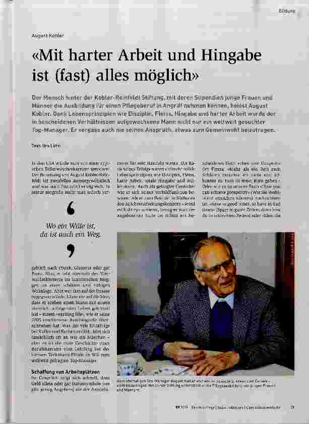 Vorschauseite 1: «Mit harter Arbeit und Hingabe ist (fast) alles möglich»