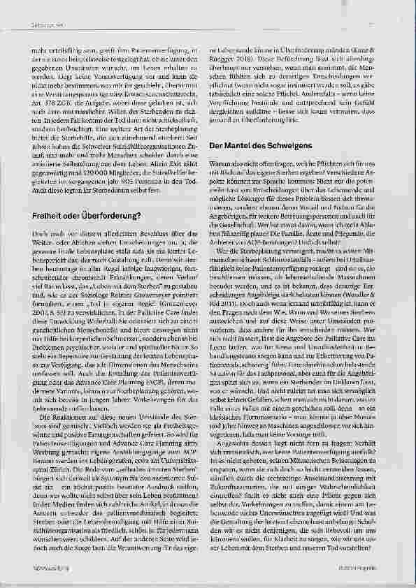 Vorschauseite 2: Das eigene Sterben planen: eine moralische Pflicht?